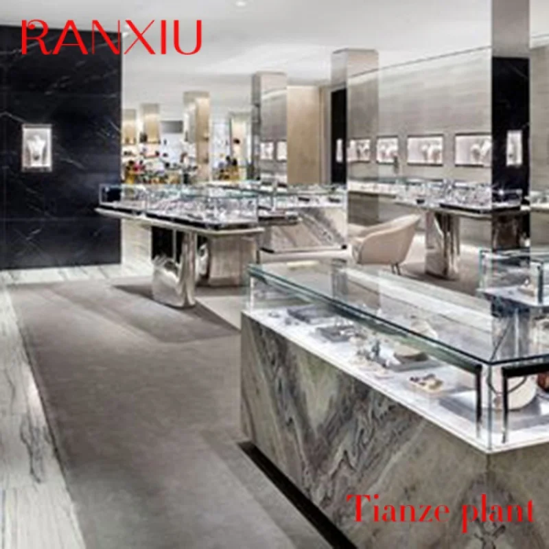 CustomLuxury jeweller's store glass display showcase for sale jewelery display Cabinet jewels mall counter jewelry kiosk