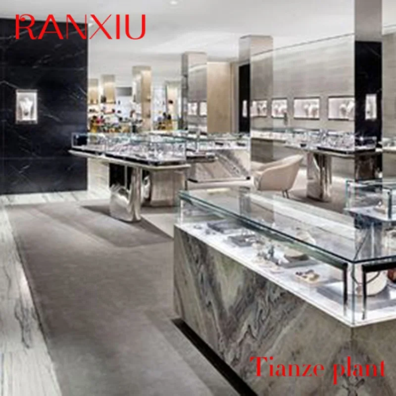 

CustomLuxury jeweller's store glass display showcase for sale jewelery display Cabinet jewels mall counter jewelry kiosk