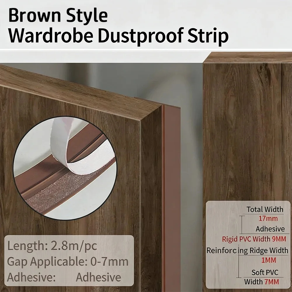 Self-Adhesive Cabinet Door Dust and Moisture-Proof Seal Strip - 2.8M TPE Material
