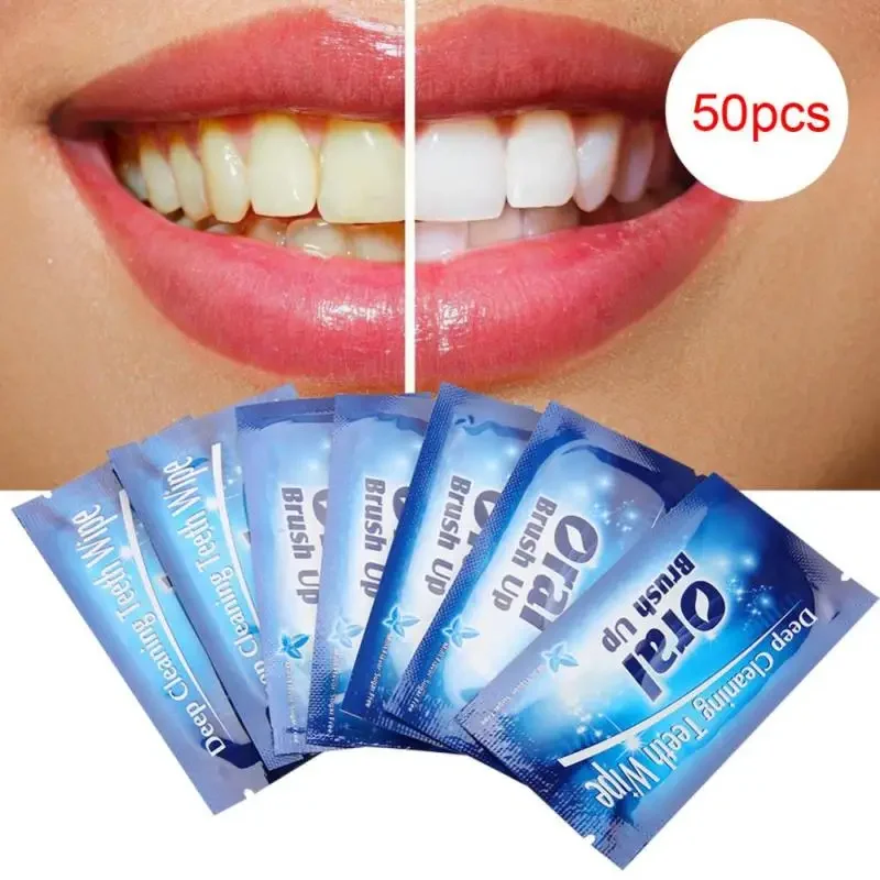 

50pcs Deep Cleanning Teeth Clean Wipe Whiter Teeth Whitening Remove Residue Stains Dental Care Brush Up forOral Hygiene Brush