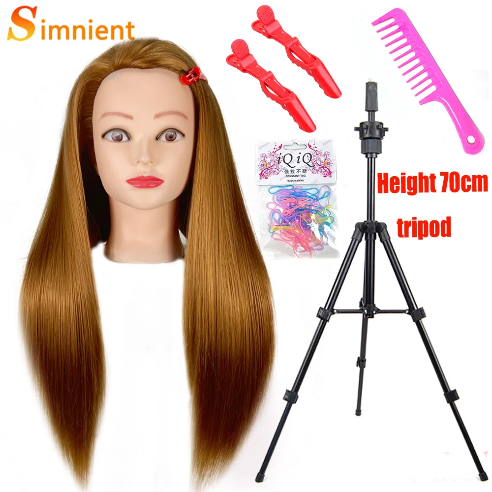 Female Mannequin Head With 100%Synthetic Hair For Hair Training Styling Solon Hairdresser Dummy Doll Head For Practice Hairstyle