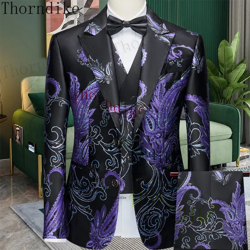 Thorndike Latest Charm Purple Coat Pants Designs Tuxedo Jacket Slim Fit Men  Suit 3 Piece Blazers Custom Groom Prom Suits Terno - AliExpress 200000343