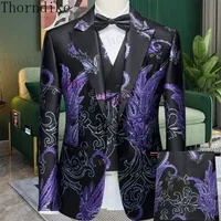 Thorndike Latest Charm Purple Coat Pants Designs Tuxedo Jacket Slim Fit Men Suit 3 Piece Blazers Custom Groom Prom Suits Terno 1