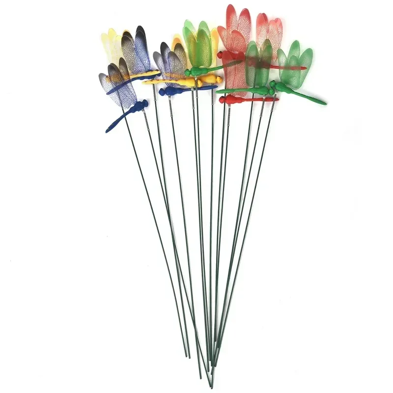 10pcs 3D 잠자리 꽃 잠자리 정원 배열 마당 화분 나비 다채로운 잠자리 파티오 정원 장식 야외