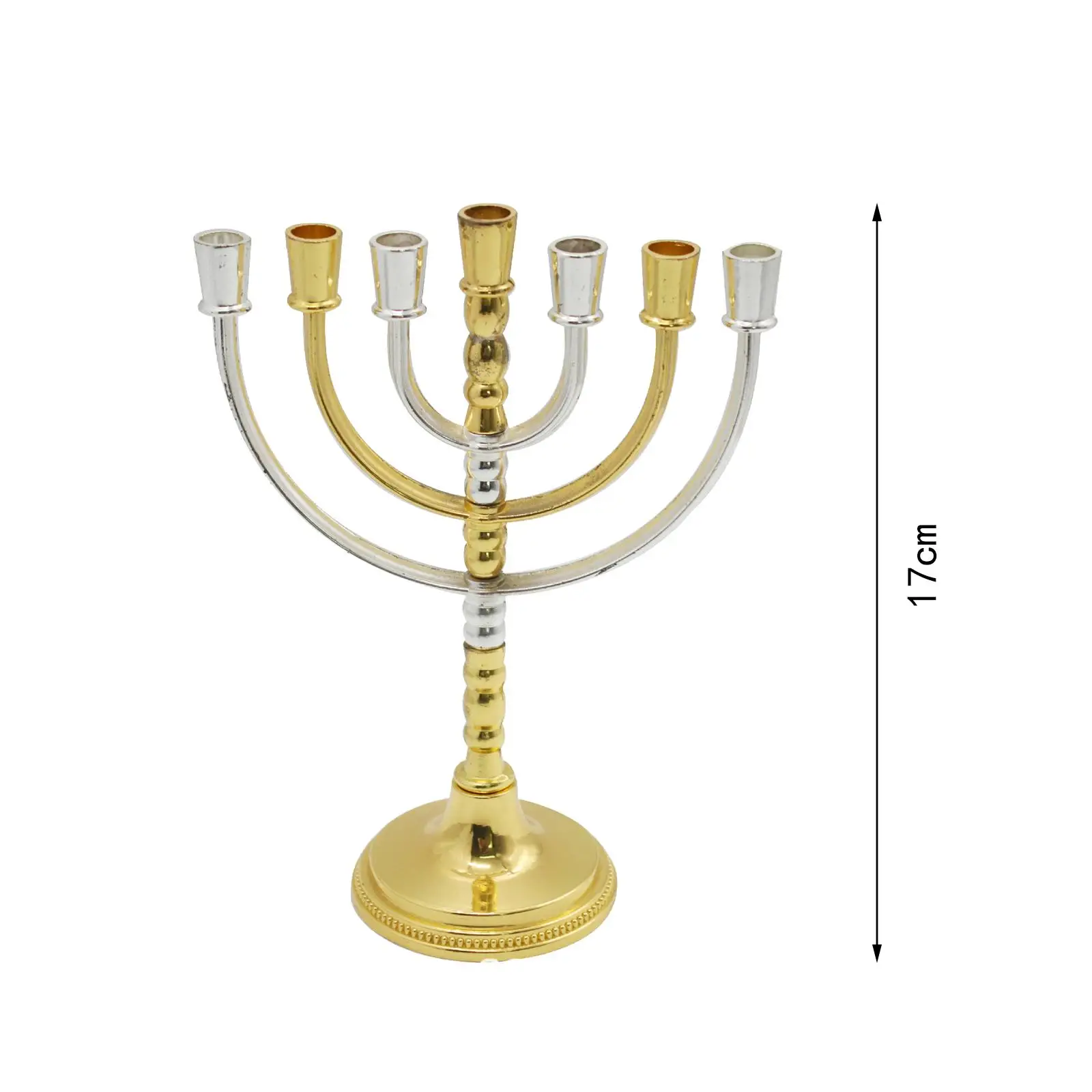 Hanukkah Menorah Candelabra Desktop Traditional Round Base Candle Holder for Mantel Living Room Fireplace Anniversary Decor
