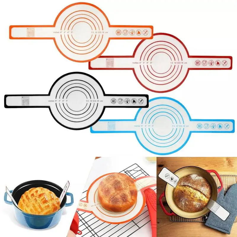 4 Colors Silicone Baking Mat Long Handle Sling Non-Stick Bread Kneading Pad Dough Transfer Pad Bakery Kitchen Cooking Tools Gift