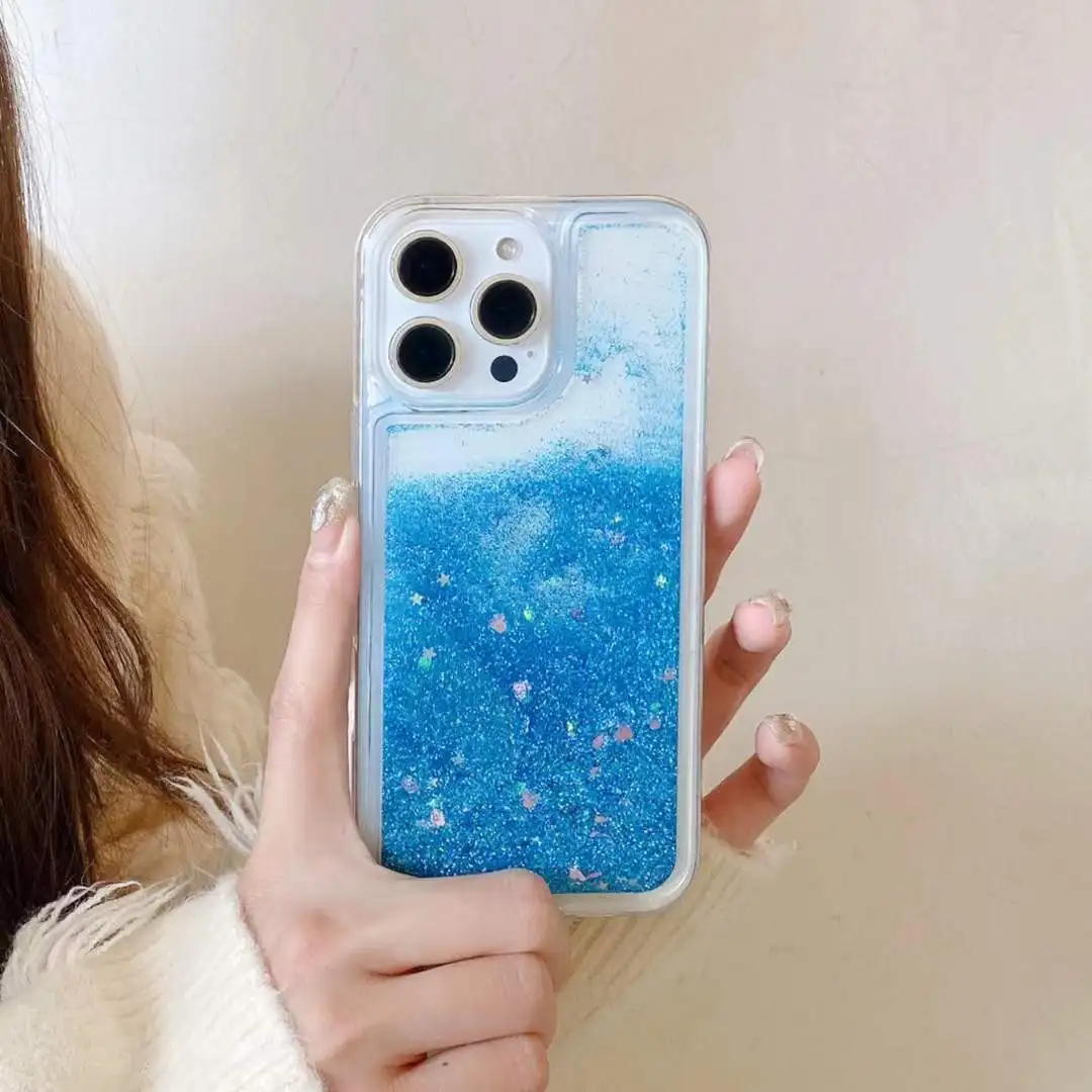 Sparkling Clear Glitter Quicksand Shockproof Phone Case with Bling Sequins