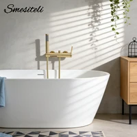 ชุดก๊อกน้ำฝักบัวอาบน้ำแบบติดผนัง สีทองขัดเงา/สีดำด้าน วัสดุทองเหลืองแท้ แบบน้ำตก น้ำร้อนน้ำเย็น สำหรับอ่างอาบน้ำ แบบ 2 หัวก๊อก 2 รู 2