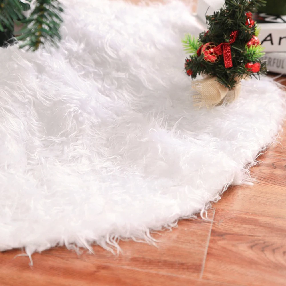 78/90/120/150cm Christmas Tree Skirt White Faux Fur Xmas Trees