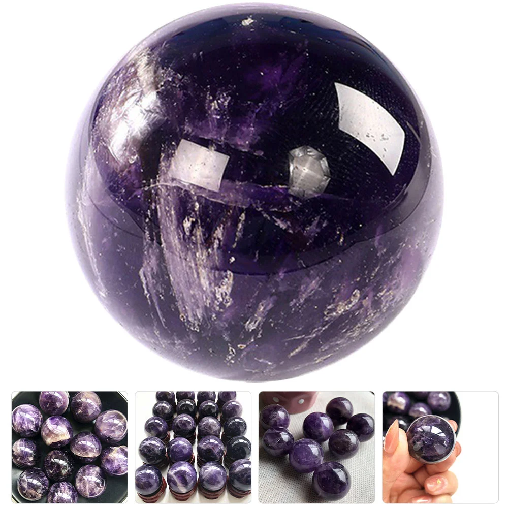 

Amethyst Ornament Office Decor Decorative Crystal Ball Natural Decorations Gift Delicate Ornaments Sphere Handheld