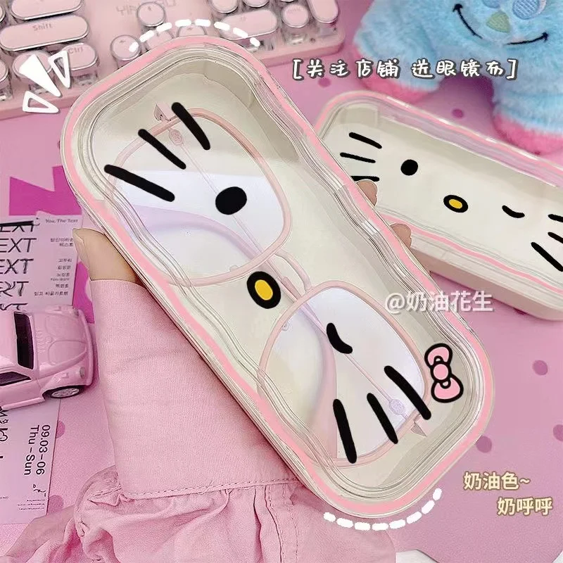 

Sanrio Hello Kitty Glasses Storage Box Anime Kawaii Cute Cartoon Girly Heart Sunglasses Protective Case Gifts for Girls