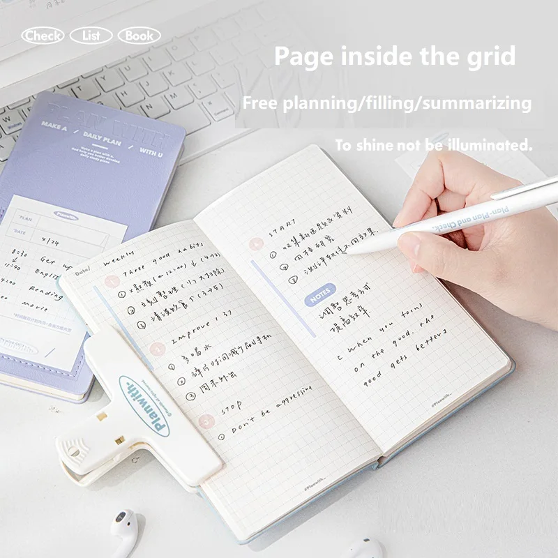 Planwith Self-filled Planner PU Cover Weeks Time Management Schedule Planned Narrow Book Portable Smooth Writing Diary Notepad schedule notebook notebook diary journal notebook diary