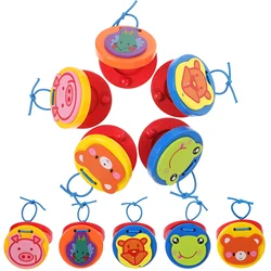 Cartoon Wooden Castanet Toy Baby Clapper Handle Musical Percussion Instrument Educational Toys For Children