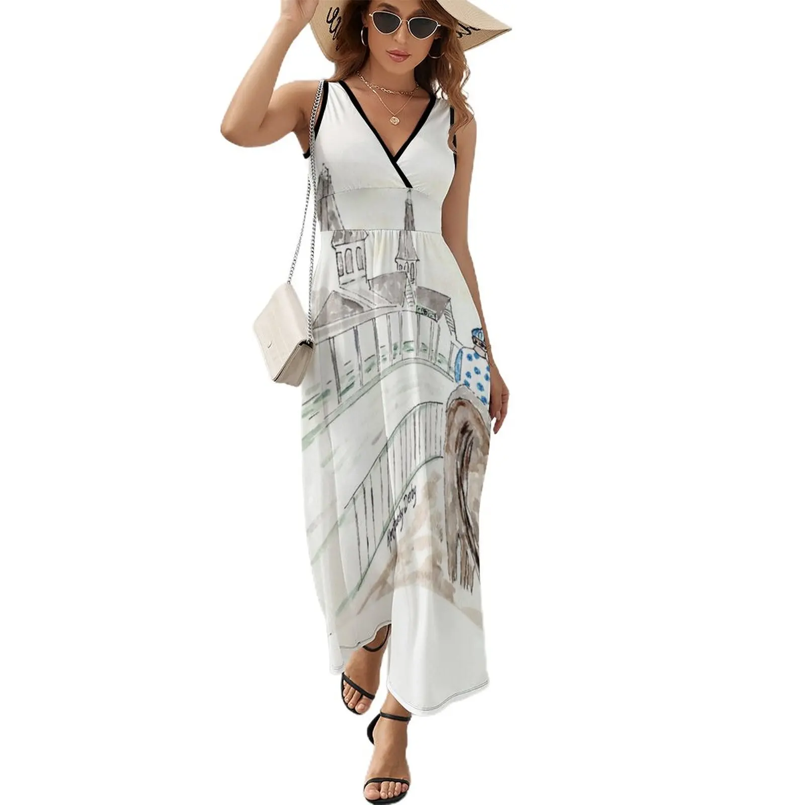 

Jockey on Horse, Watercolor, Kentucky Derby, Louisville, KY, Southern Sleeveless Dress dresses for womens Prom gown