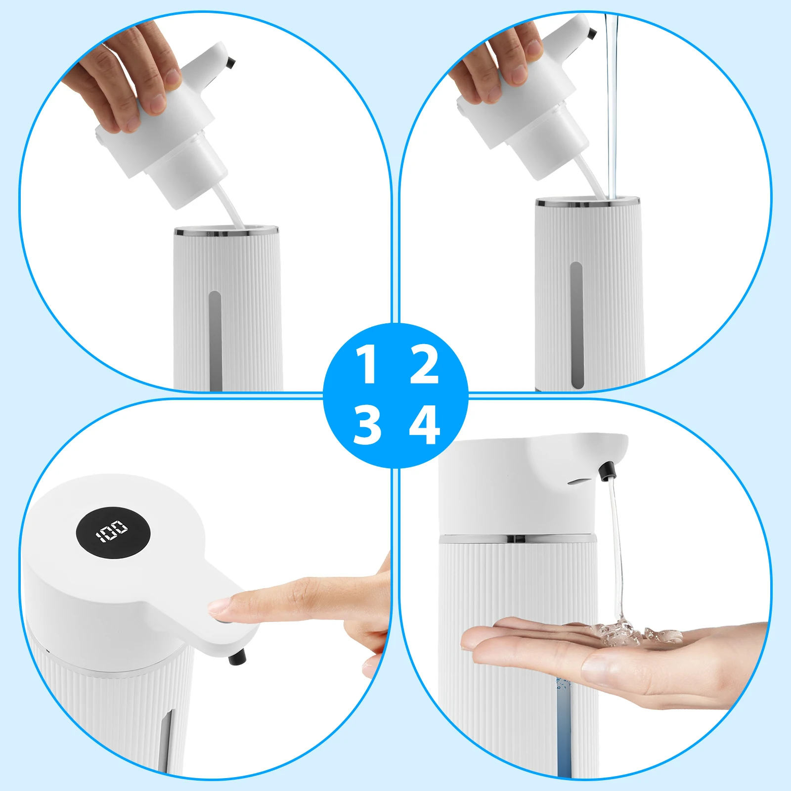 Automatic Wall Mounted Soap Dispenser with 4 Level Adjustment