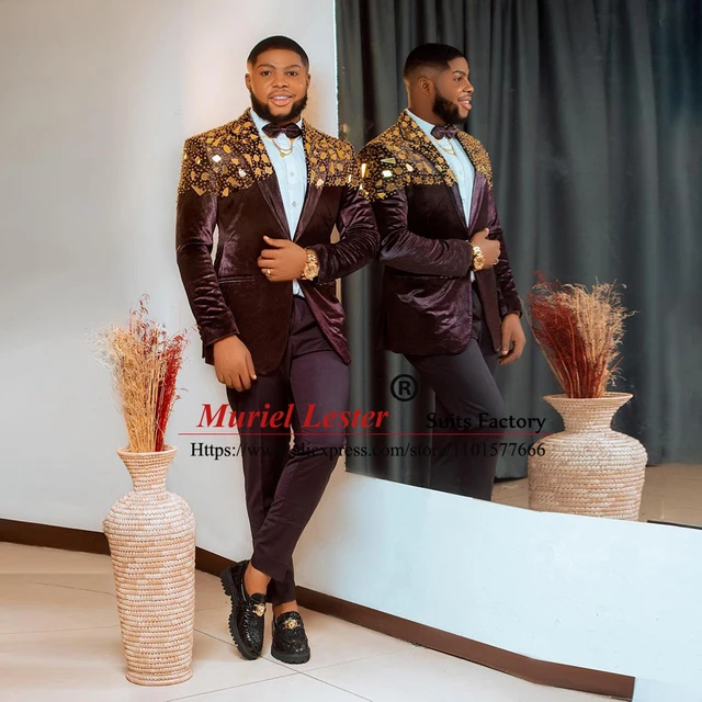 Mens 2 Piece Printed One Button Suits in Gold Wedding Homecoming Prom –  MOGU SUIT