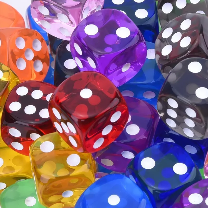 Transparent Acrylic Dice 16mm Game Dices Cubes 10pcs/Pack