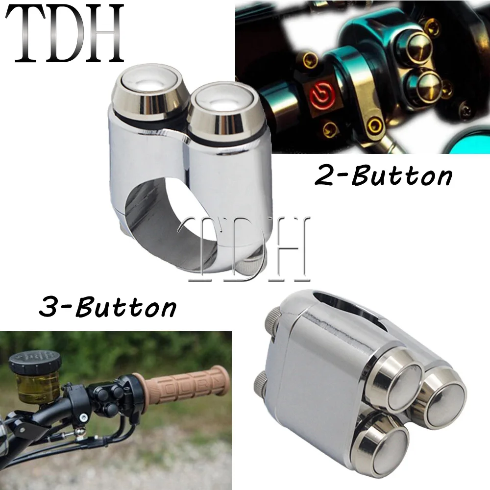 Motorrad 22mm 25mm Lenker Schalter Blinker Licht Horn Hand Control 2/3 Taste Schalter für Harley Yamaha Chopper bobber – Detail 6