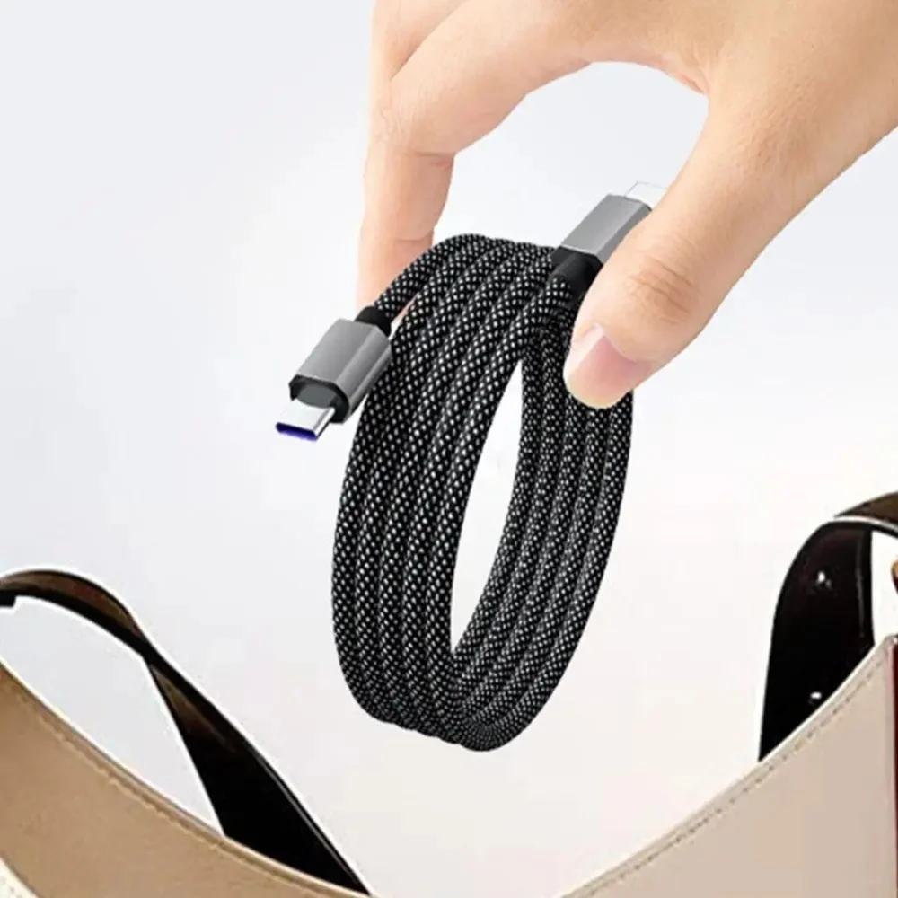 65W 타입 C 마그네틱 자가 보관 고속 충전 케이블 1M USB 브레이디드 엉킴 방지 타입 C 데이터 케이블 (아이폰 15, 삼성, 화웨이용)