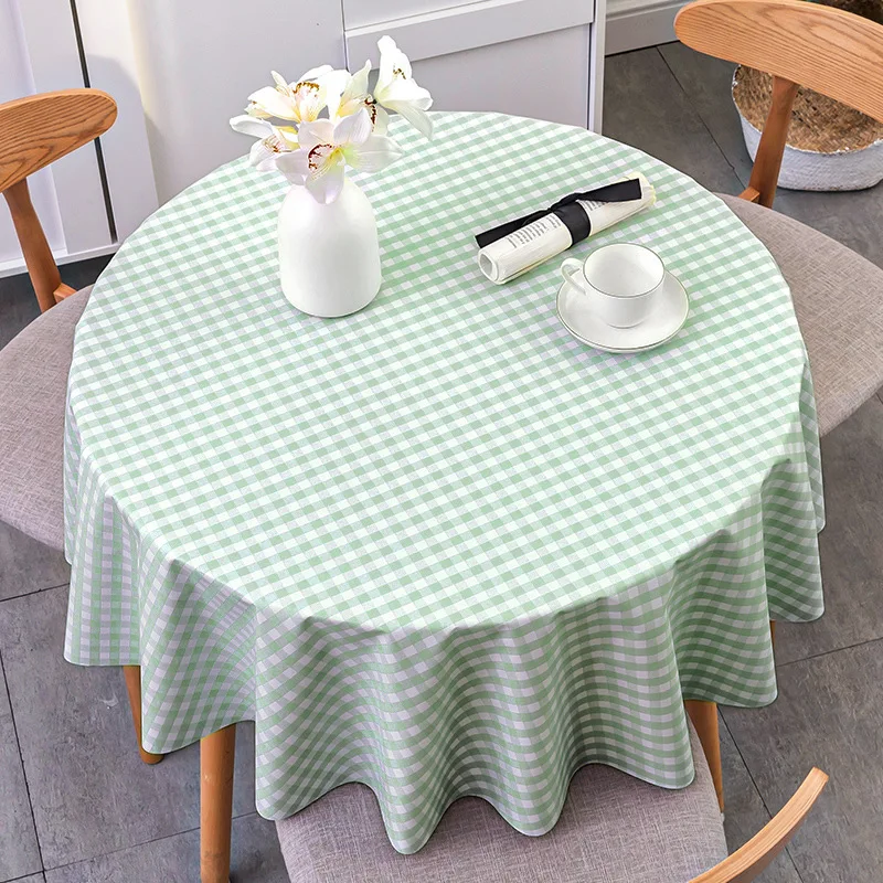 PVC Waterproof Table Cloth Oil Proof Wipeable Round Tablecloth Print Table Cover Desk Cloth for Kitchen Garden Dining  Wedding 3