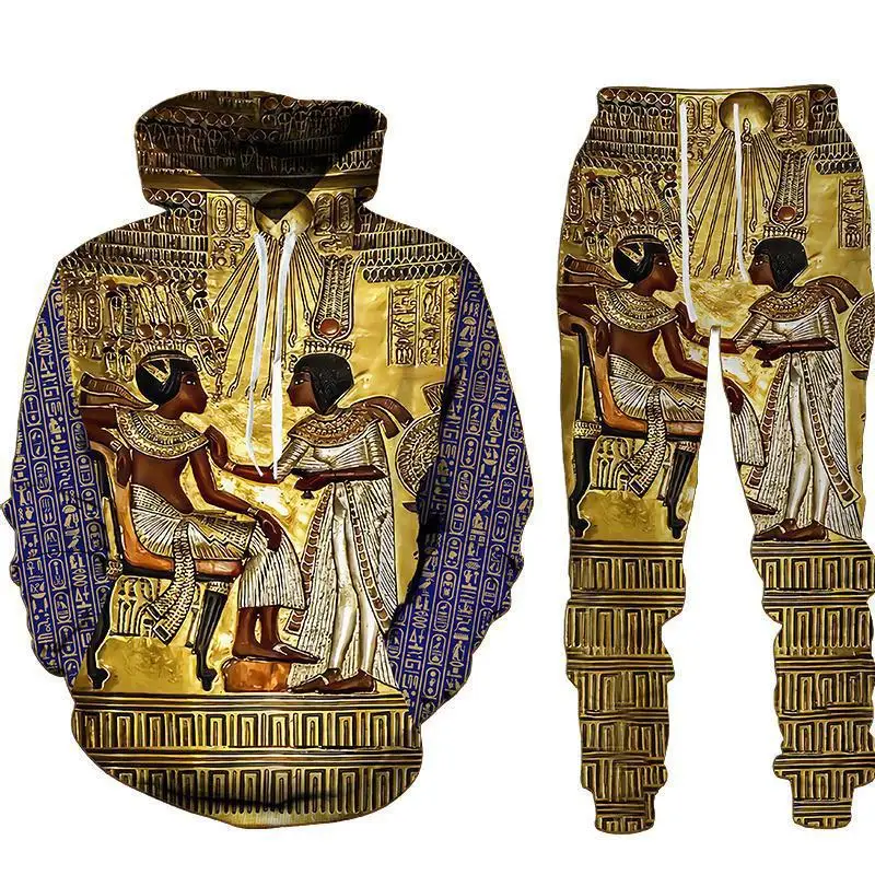 thumbnail image 1 of Conjunto de sudadera con capucha del faraón egipcio Anubis con el Ojo del Dios egipcio del coro antiguo impreso en 3D, 1 of 5