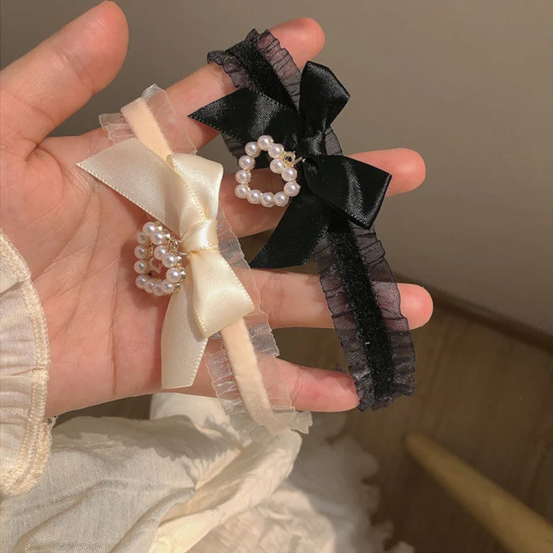 New Cute Collar Lolita's Handmade Vintage Lace Heart Necklace for Women Gothic Bow Knot Necklace Girls Uniform Accessories_voghion.com