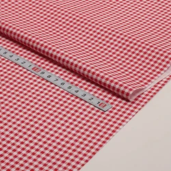 Red Series Cotton Twill Printed Fabric - Premium Quality for Handmade DIY Projects (Red Grid Kid)