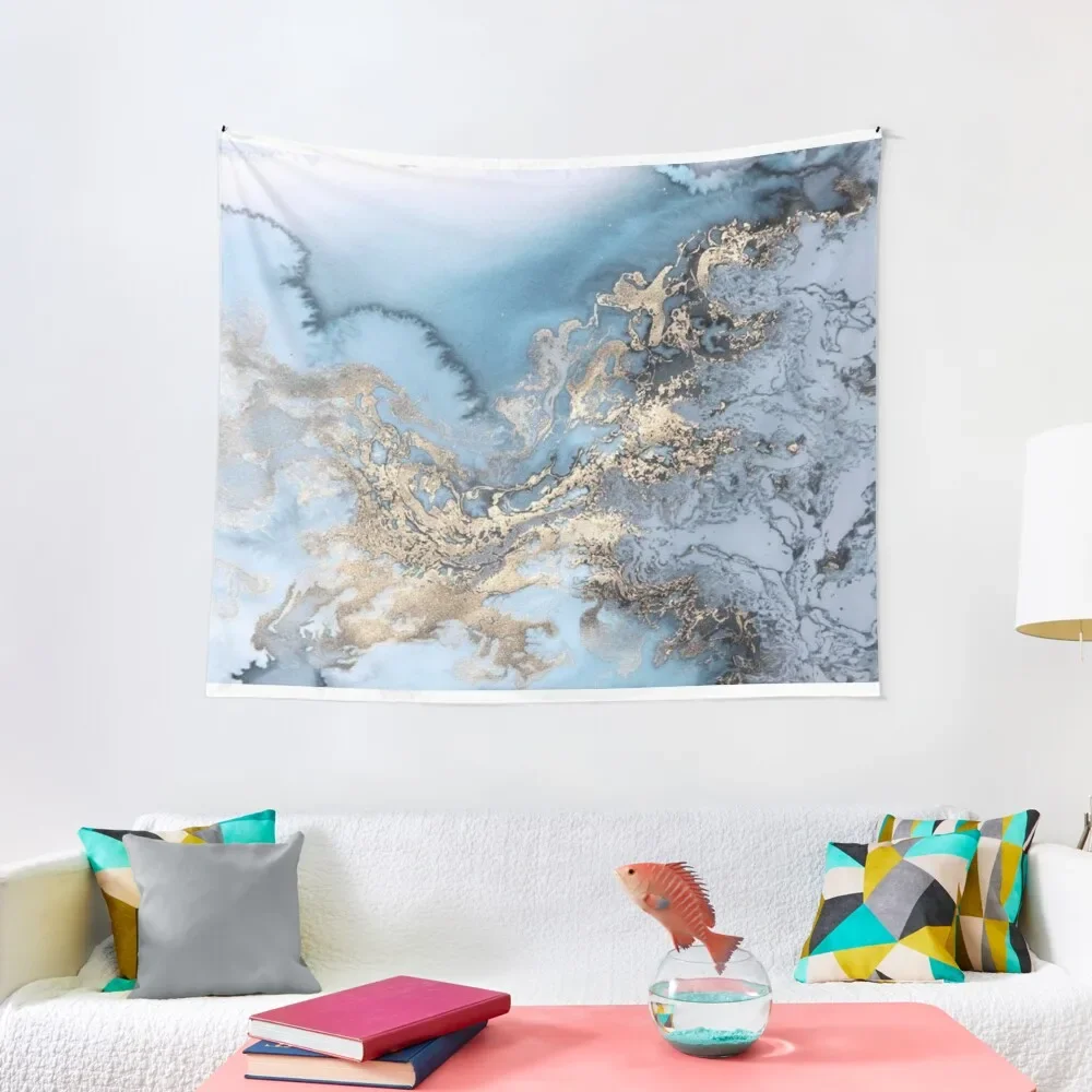 

Blue and Gold Marble Tapestry Japanese Room Decor Decoration Aesthetic Decor For Bedroom Tapestry
