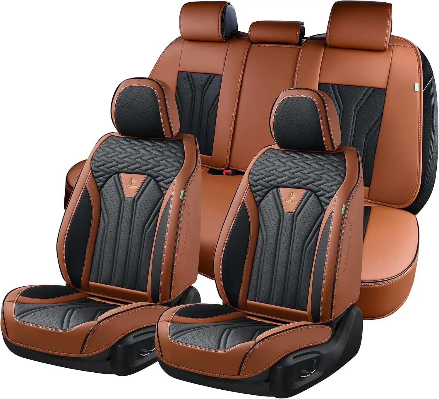 Leather Seat Covers, Seat Covers Full Set, Car Protectors 5 Seats,Automotive Covers Fit for Most Cars Trucks-Black