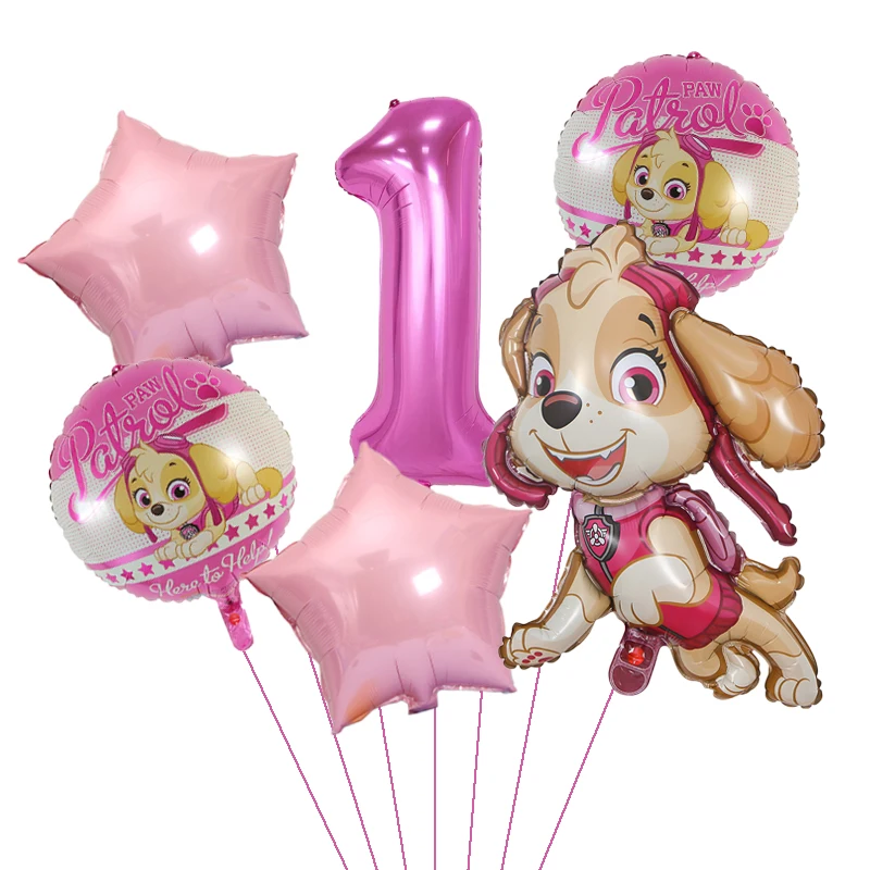 Paw Patrol 개 풍선 체이스 스카이 소년 소녀 생일 파티 장식 알루미늄 필름 풍선 어린이 파티 용품