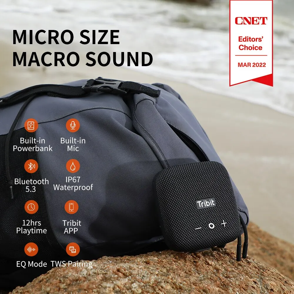 Tribit Stormbox Micro 2 휴대용 스피커 90db 시끄러운 사운드 딥베이스 Ip67 방수 캠프 소형 스피커 내장 스트랩