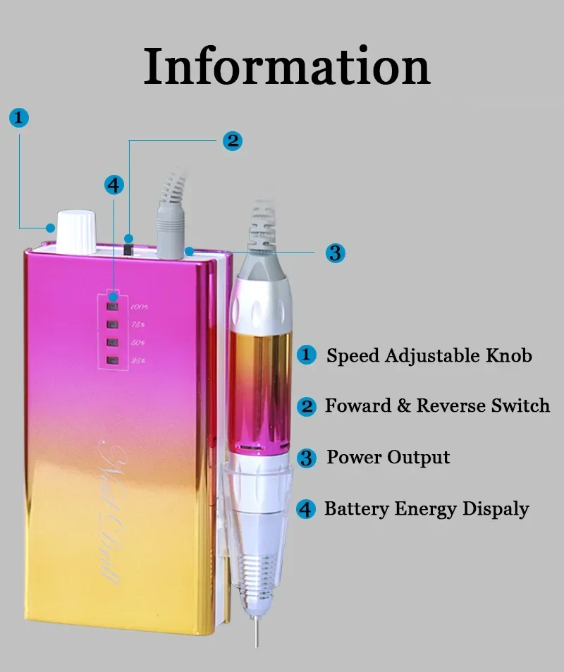 MaifgNail Strong Nail Drill Machine 36W Rechargeable Nail Drill Handpiece 30K RPM Nail Supplies For Professionals 4