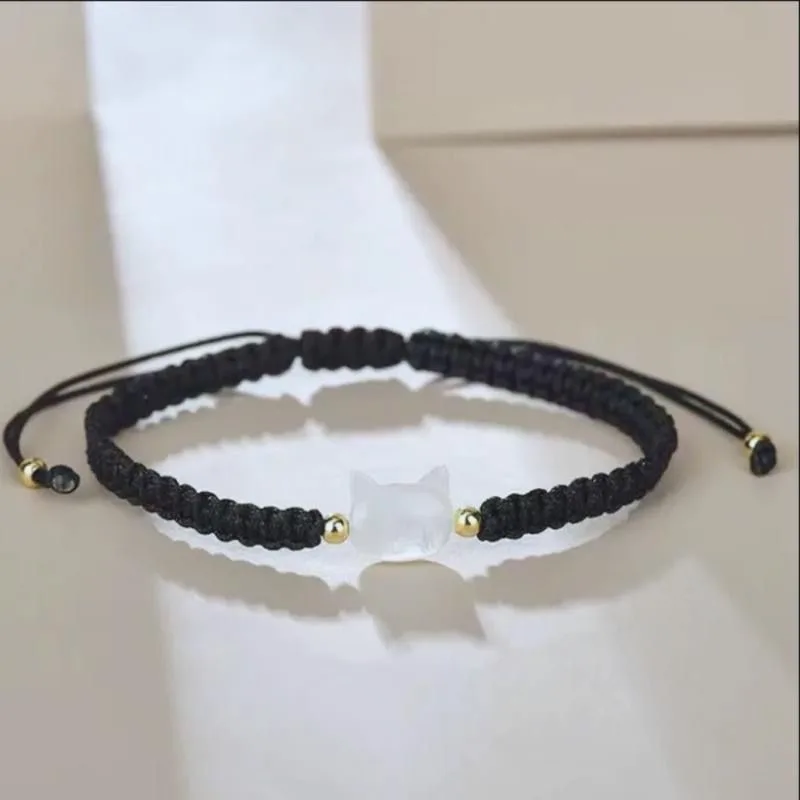 Handmade Couple Cute Cat Bracelet Unique Stylish Hand Rope For Women Men Delicate Beaded Woven Bracelet Accessories Gifts 2pcs