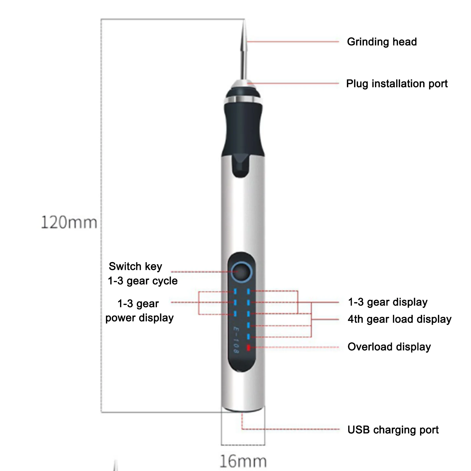 

Grinder Speed Regulating Mini Carving Pen Rechargeable Lithium Electric Grinding Machine for Nail Polishing Electric Grinding