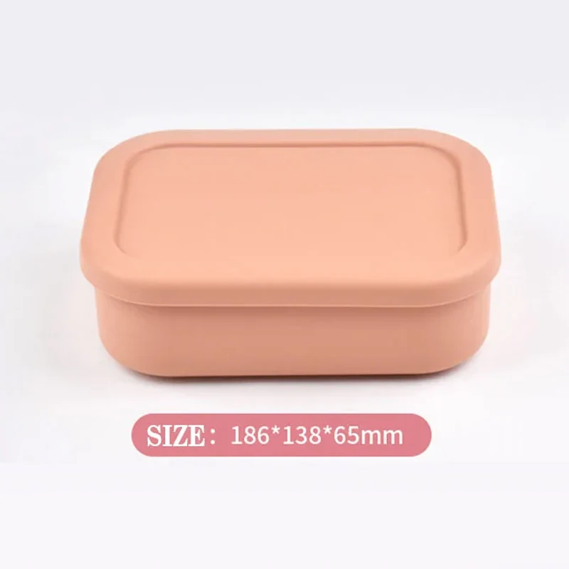 Food Grade Silicone 3-Grid Square Meal Box Convenient Fruit Snack carry High-Temperature Resistant Sealed Bento With cover