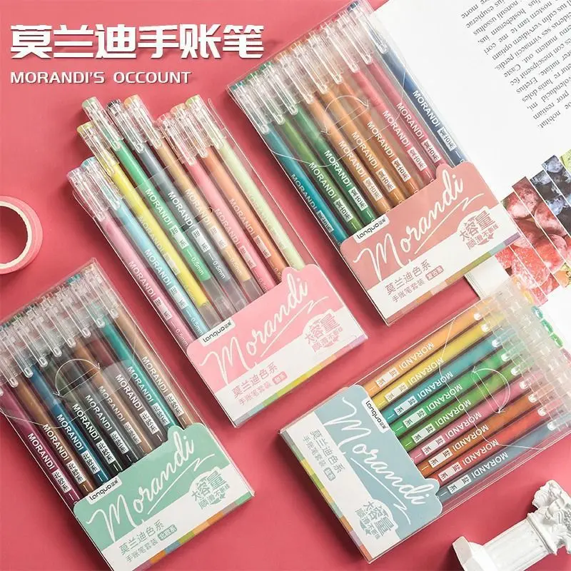 9 Multi Color Neutral Needle Pens For Student And Girl Handbags With A Large Capacity Full Tube Morandi Color Highlight Pen