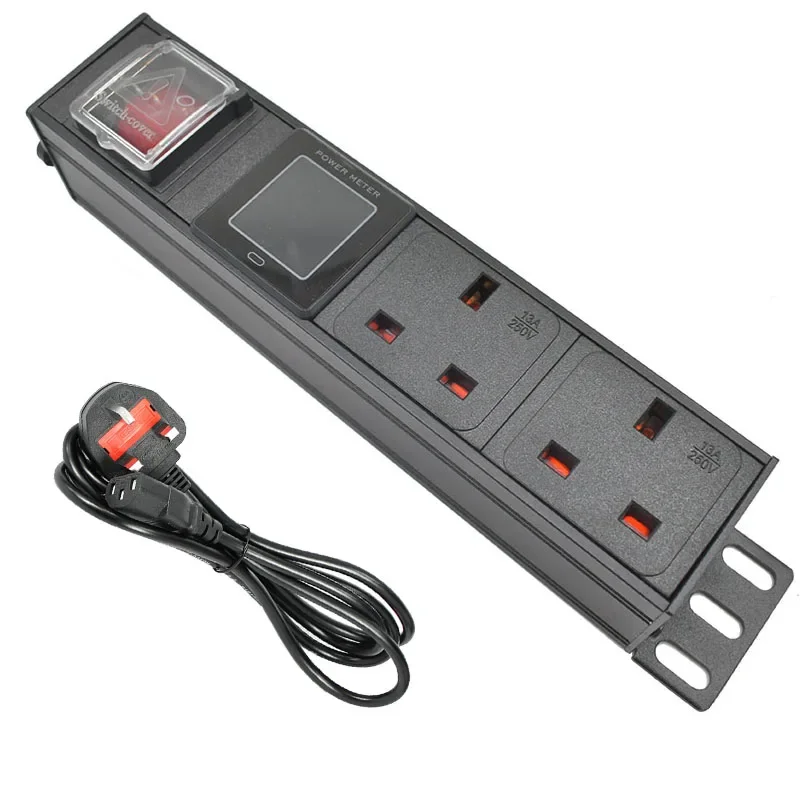 

PDU Power Strip Network Cabinet Rack UK 3 PIN Adapter output 2 Way socket and 13A 3500W Aluminum alloy shell