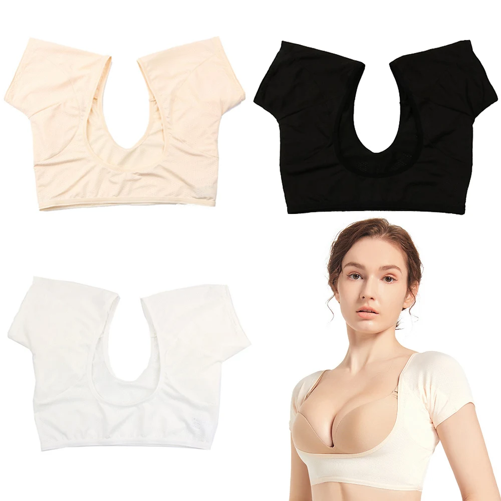 T-shirt Shape Sweat Pads Reusable Washable Underarm Armpit Sweat Pads Perfume Absorbing Breathable Soft Elastic Washable Dress underarm sweat pads