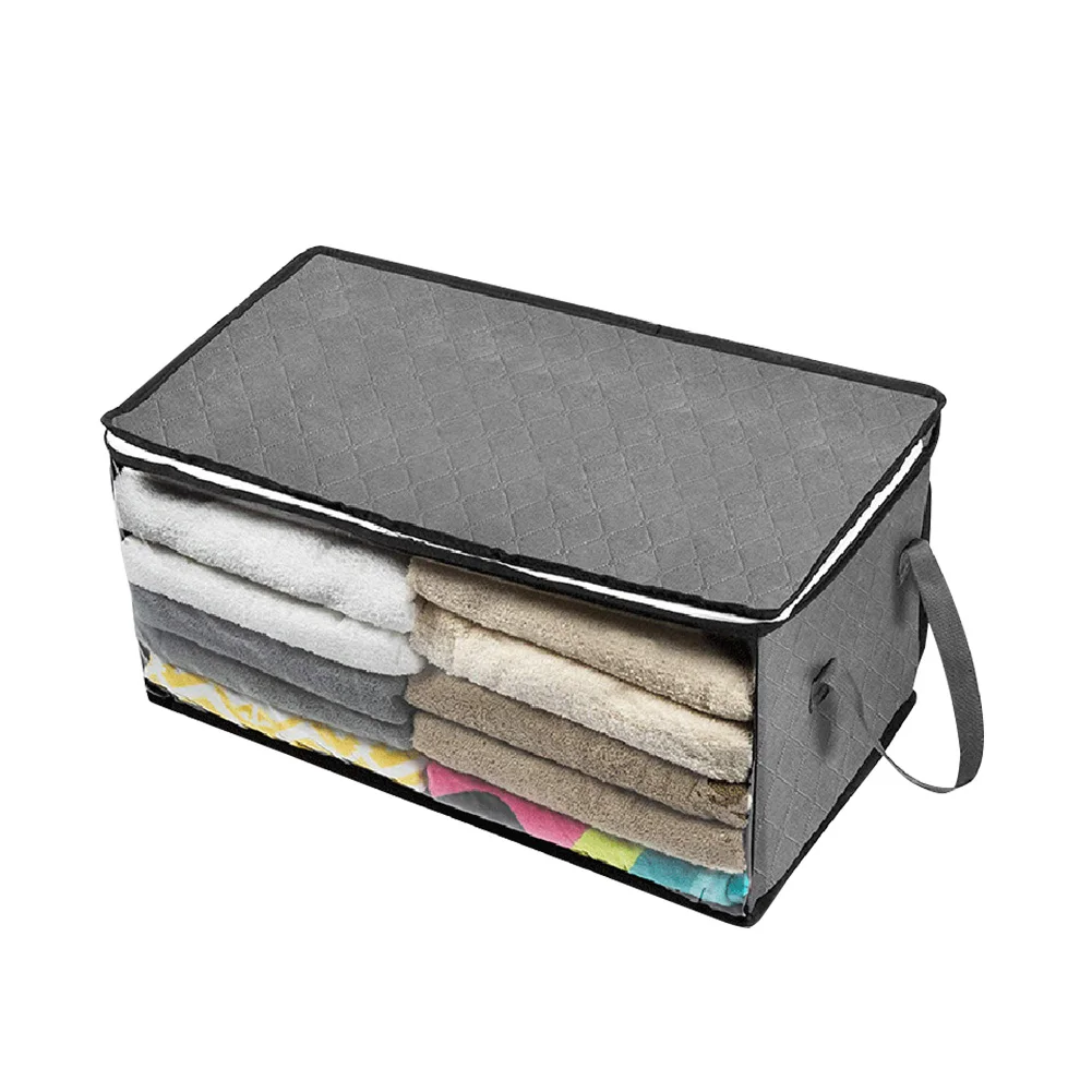 Foldable Blanket Storage Bags Sweater Quilts Organizer with Sturdy Zippers Closet Organizer Large Clear Window & Carry Handles