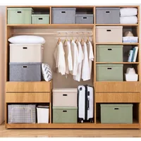 1pc large capacity collapsible storage box with lid linen fabric collapsible storage box for home bedroom wardrobe office nurser 1