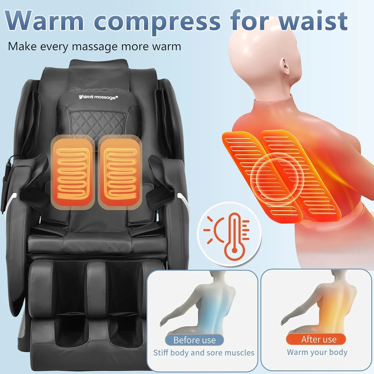 Massage Chair Full Body Electric Shiatsu Massage Chair Recliner with Foot Rollers Built-Heat Therapy Air System Stretch