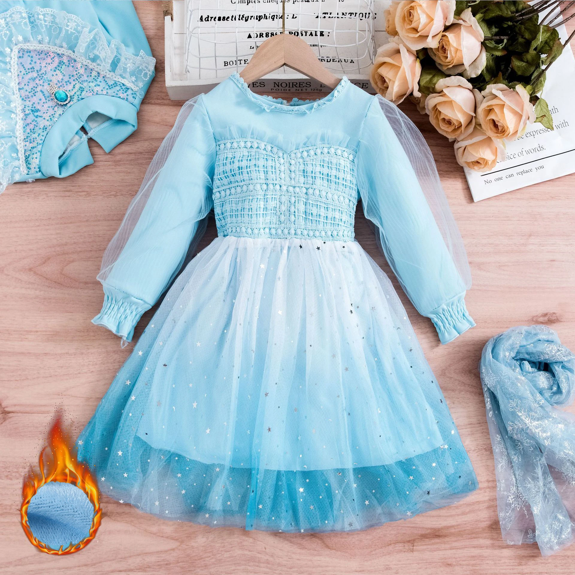 

Autumn and Winter Plush Princess Dress Baby Girls Dress Party Dress Long-sleeved For Children's Clothes Elsa Frozen 3-10Y Dress