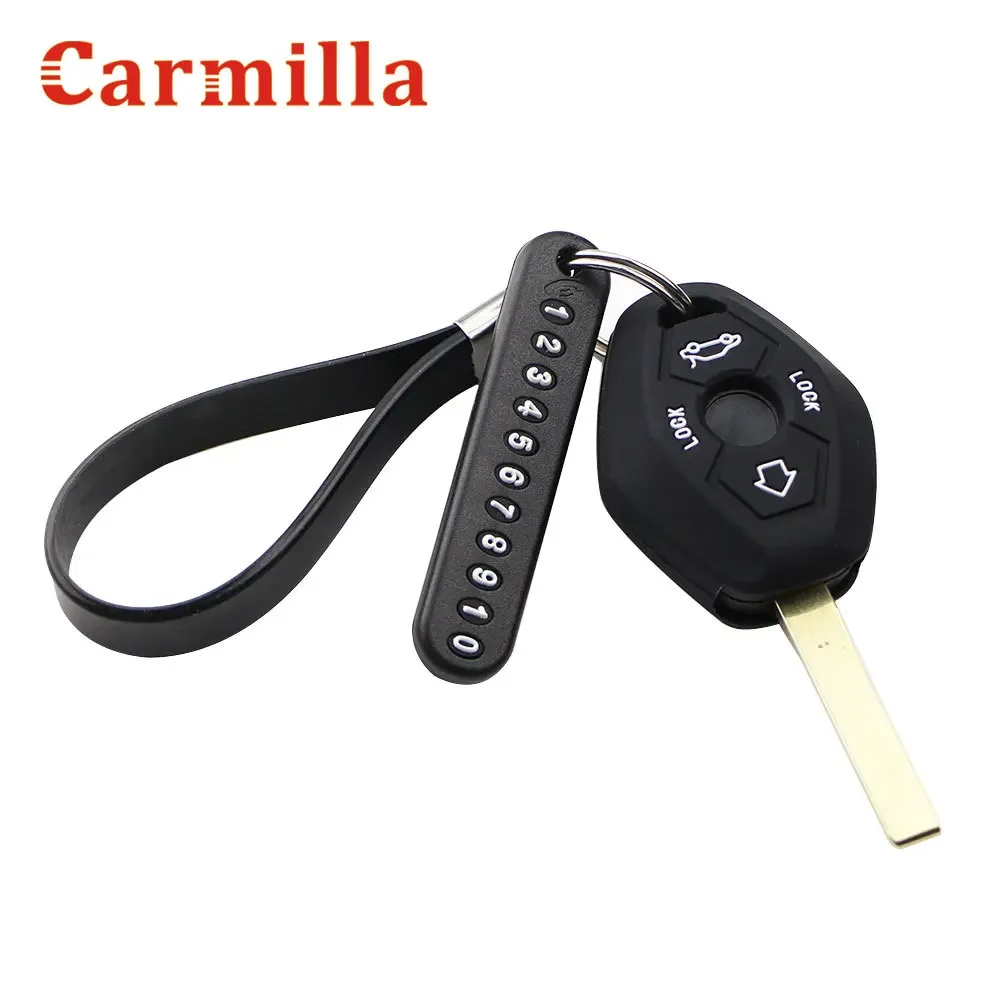 Silicone Car Key Case Cover Key Chain with Phone Number for BMW X3 X5 Z3 Z4 3 5 7 SERIES E38 E39 E46 E83 1998-2005