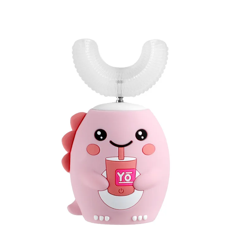 thumbnail image 1 of Cepillo de dientes eléctrico con forma de U de 360 grados con dibujos animados para niños, cargador USB, cepillos de dientes sónicos de silicona automáticos, luz azul, 1 of 5