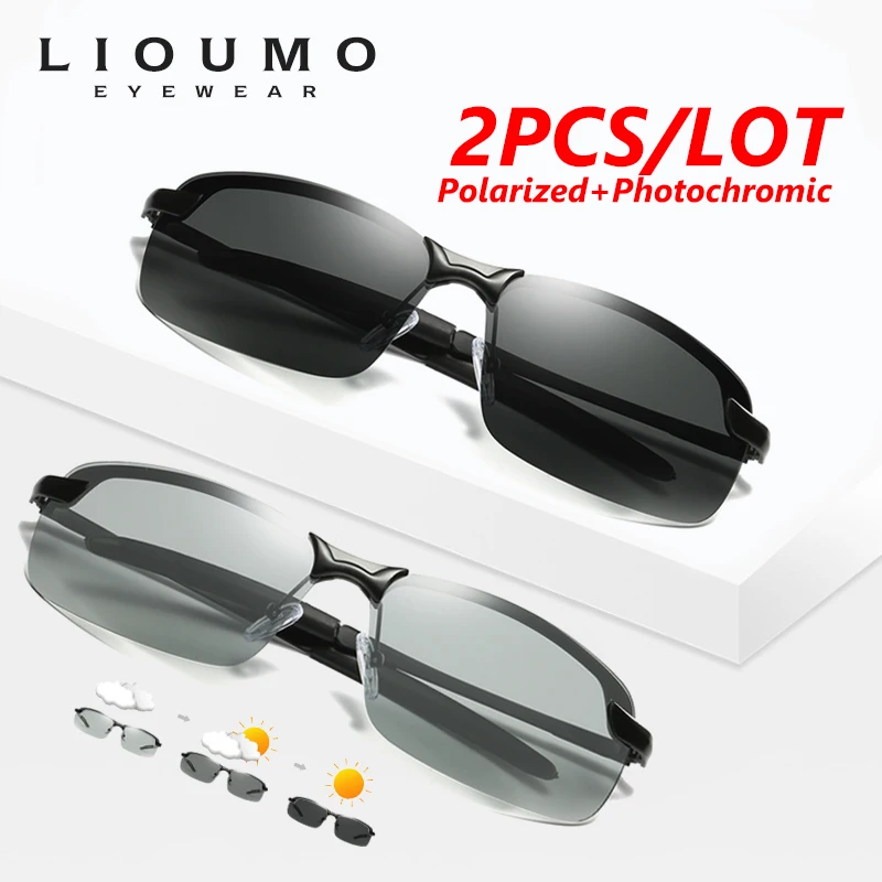 

LIOUMO 2PCS Photochromic Polarized Sunglasses Men Anti-Glare Driving Glasses Women Chameleon Goggles UV400 gafas de sol hombre