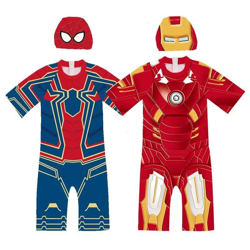 

The Avengers Iron Man Spiderman Swimsuit Boys One-Piece Printed Surf Suit Cartoon Personality Children Spa Cosplay Beachwear