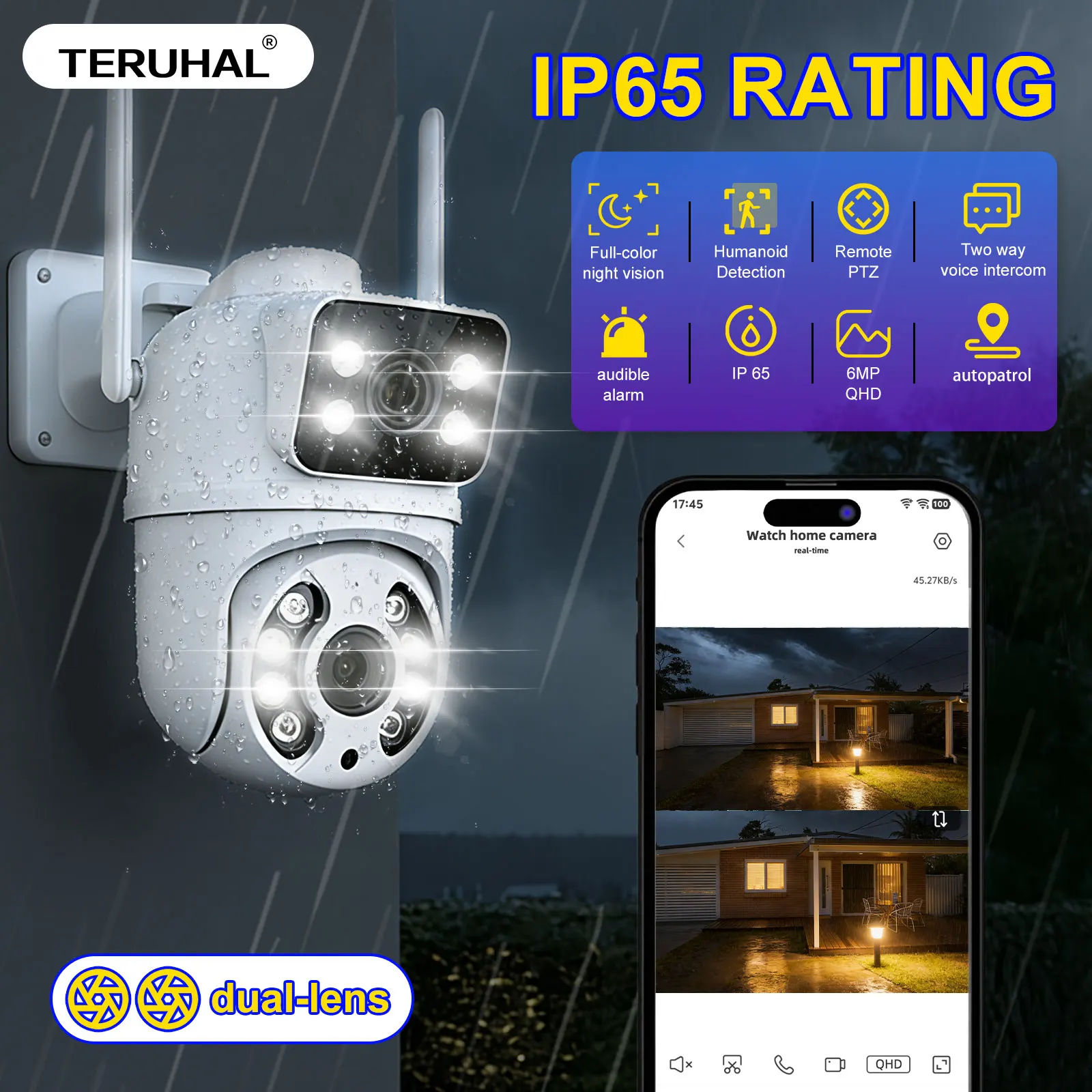6MP 듀얼 렌즈 무선 WiFi 카메라 스마트 홈 보안 카메라 나이트 비전 실내 실외 CCTV 감시 카메라 베이비 모니터