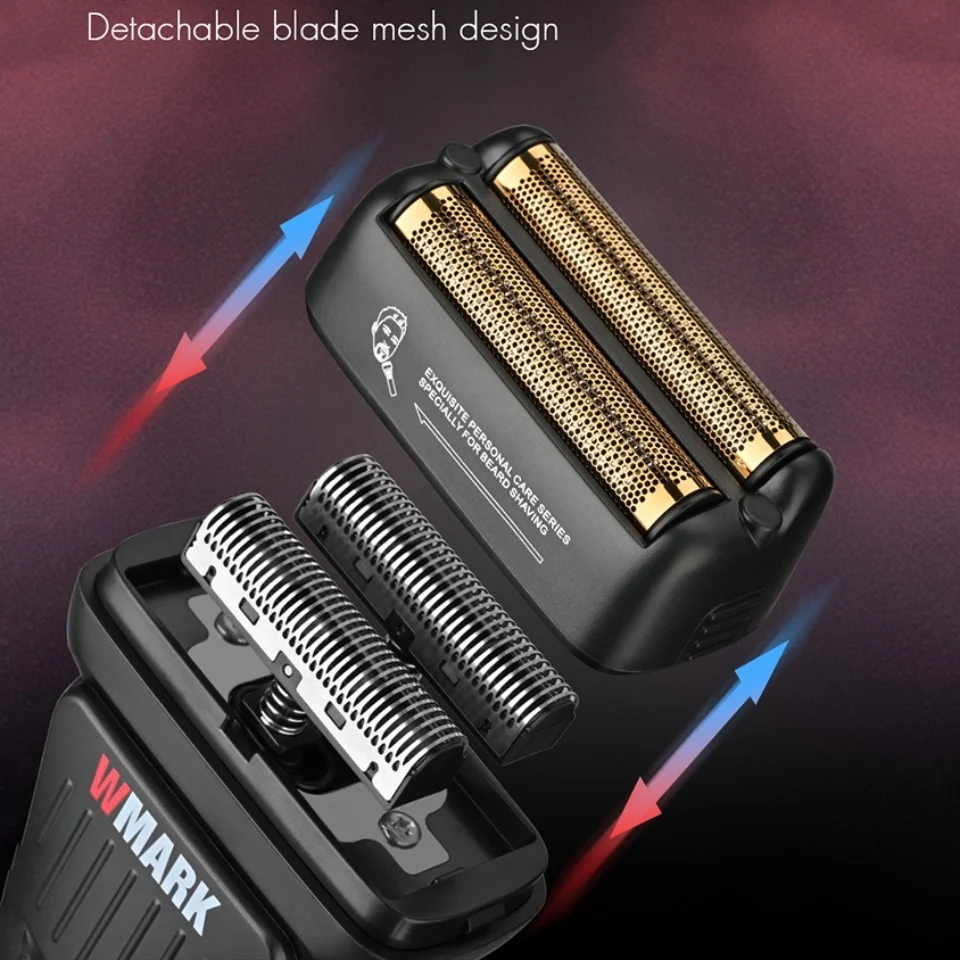 WMARK NG-7982 Professional Hair Trimmer for Man 9000RPM Titanium Coated Floating Double Blade Mesh Men's Shaver Equipped Blades 4