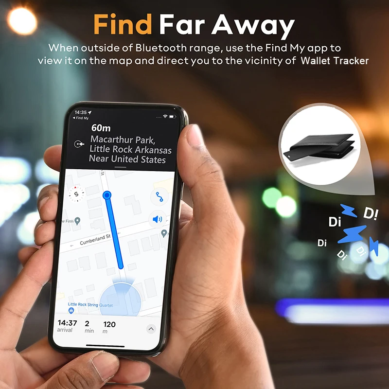 Wallet Tracker Card Wireless Rechargeable Anti-lost Smart Card Location Tracking Tag Works with Apple Find My App Item Finder