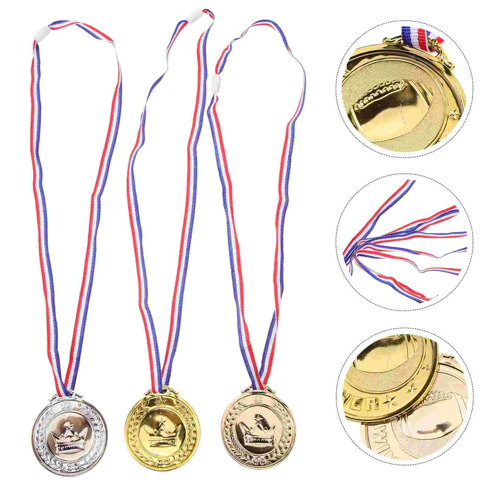 3pcs Hanging Medals Award Sports Medals Sports Competition Medals with Ribbon